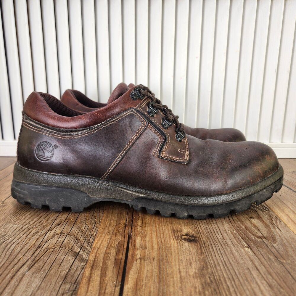 Timberland 60003 Lug Sole Oxfords Mens Sz 11 M Brown Leather Soft Toe Work Shoes